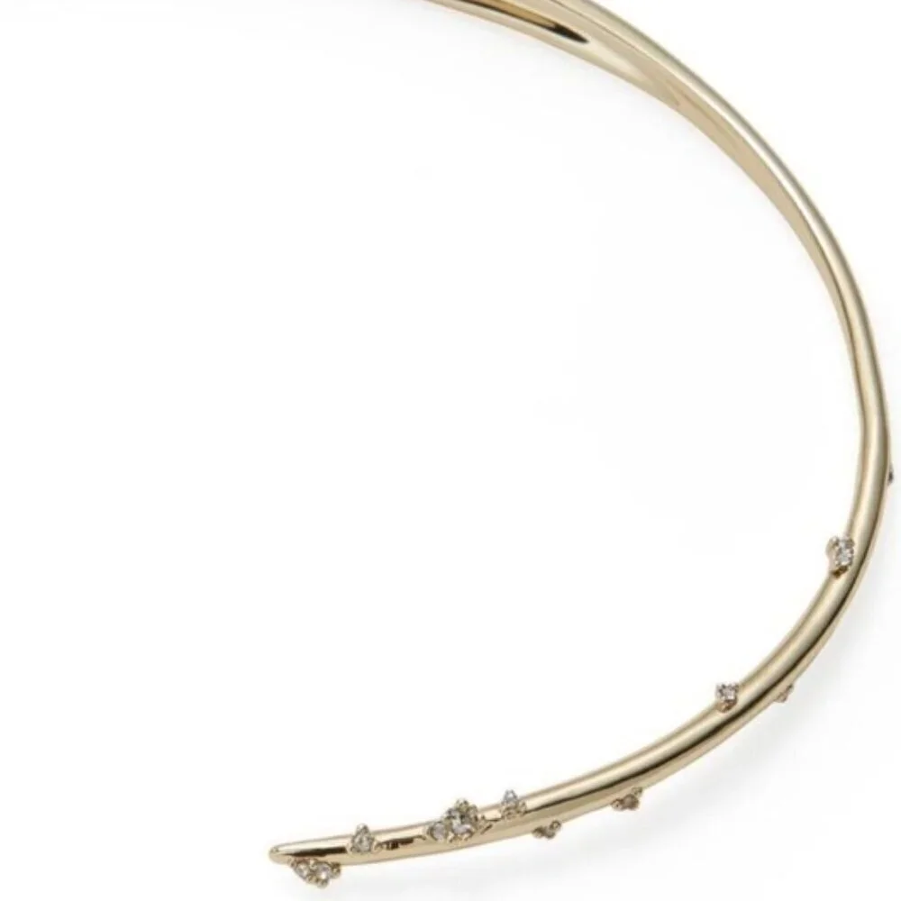 New Alexis Bittar Satellite Swarovski Crystal 10K Gold Spike Collar Necklace